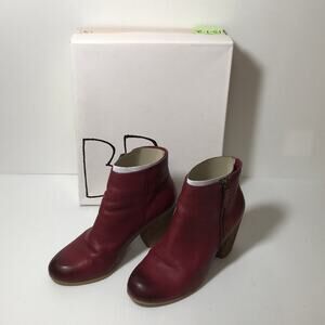 BP Trolley Lea Burgundy Leather Pointed Toe Zip Ankle 3" Heel Women Boots 5.5M